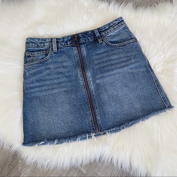 WE THE FREE Free People Zip UP Jean Skirt Copper Blue Size 26 OB841640 - Picture 8 of 10